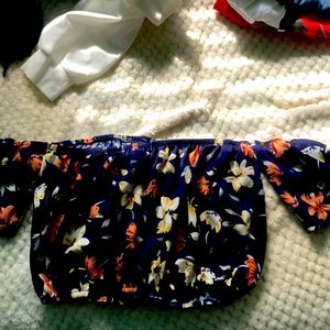 Floral cropped off the shoulder top